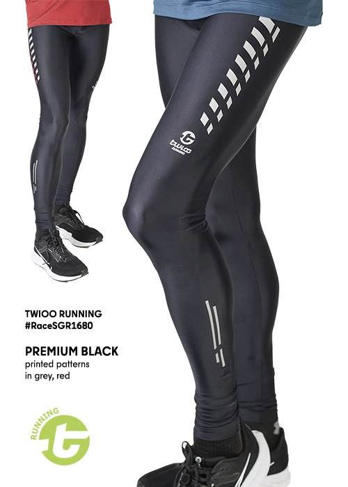 TWIOO RUNNING Edition25 Premium Black GR-RaceSGR1680 nur 54.90 € Lauftights Prints in grau-rot-- Running Tights -